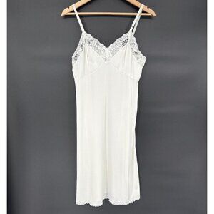Vintage Cotillion Women's Lace Trim Slip Dress Size 36 (M) White Knee Length USA